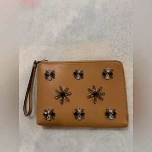 Kate Landry Tan wristlet with Embellishments